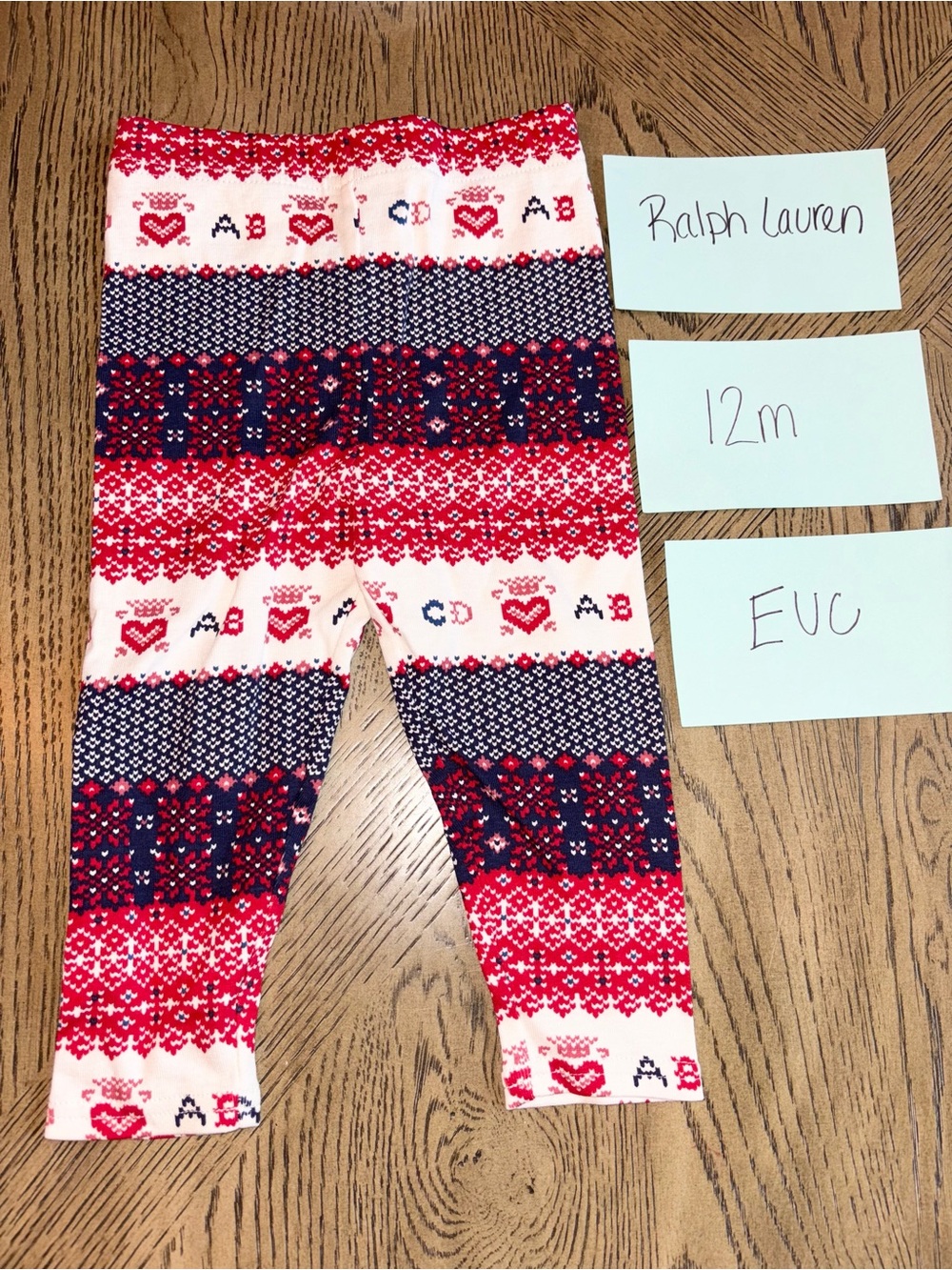 Ralph Lauren Red, Navy & Cream Fair Isle Knit Leggings